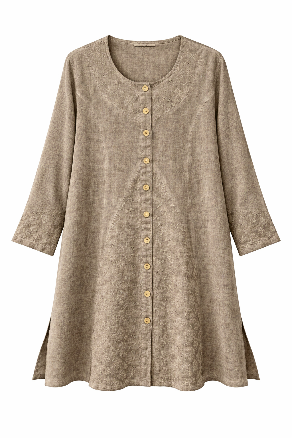 Pamuk Keten Tunik (Kahve)
